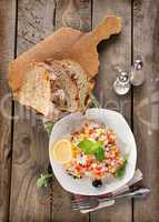 Risotto with vegetables and bread