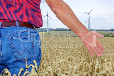 Farmer controls his corn field