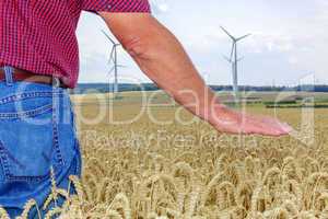 Farmer controls his corn field