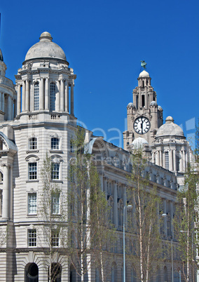 Rear view of the Liver Buildings, Liverpool, UK