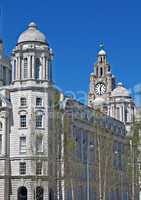 Rear view of the Liver Buildings, Liverpool, UK