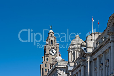 Front view of the Liver Buildings, Liverpool, UK