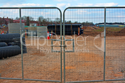 Locked gates on construction site