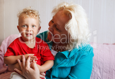 happy grandmother with her little grandson.