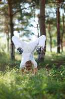 asana pose in the forest