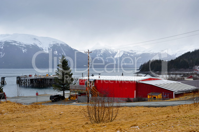rote Halle in Haines in Alaska