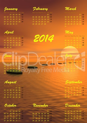 Meditation 2014 calendar - 3D render