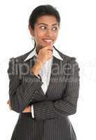 African American businesswoman thinking