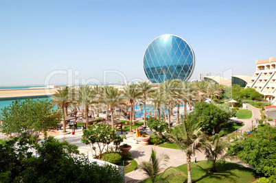 The luxury hotel and circular building, Abu Dhabi, UAE