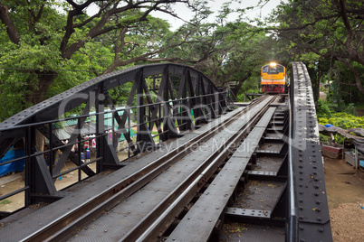 Train approaching on river kwai