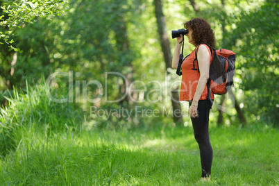 Woman observing wildlife