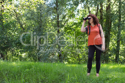 Woman watching wildlife