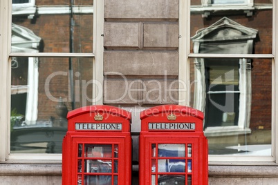 Traditional London telephone boxes