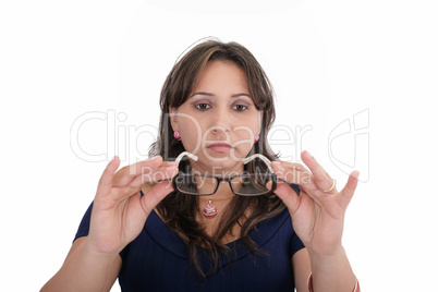 Woman testing her new lenses