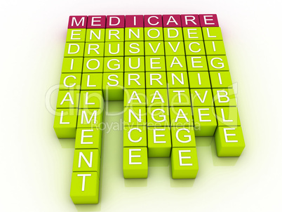 Medicare Word Cloud Concept with great terms such as health