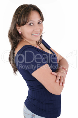 Smiling business woman. Isolated over white background