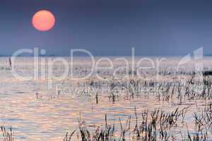 dawn on tropical lake