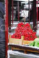 Heap of red radish on market