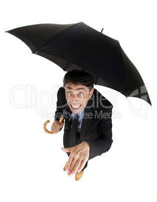 Businessman checking on the rain