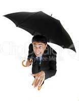 Businessman checking on the rain