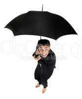 Squeamish business cowering under an umbrella