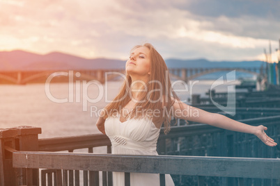 Free happy young girl enjoying nature