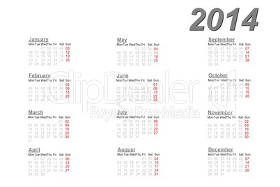 Calendar for 2014