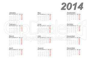 Calendar for 2014