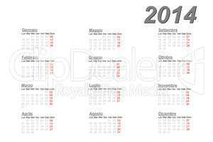 Italian calendar for 2014
