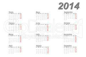 Spanish calendar for 2014
