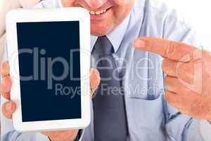 Businessman shows on Tablet PC