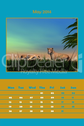 Safari calendar for 2014 - may