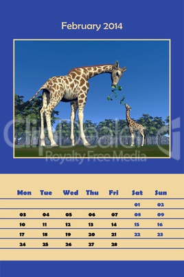 Safari calendar for 2014 - february