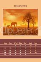 Safari calendar for 2014 - january