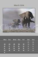 Safari calendar for 2014 - march