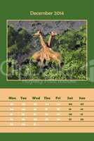 Safari calendar for 2014 - december