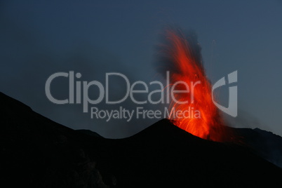 volcano erupting with Strombolian eruption