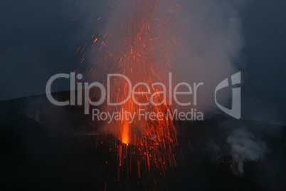 volcano erupting with Strombolian eruption