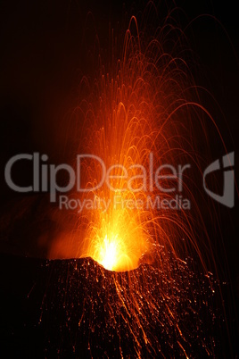 volcano eruptingwith Strombolian eruption