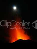 Full moon eruption volcano Stromboli