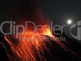 Strombolian eruption volcano Stromboli