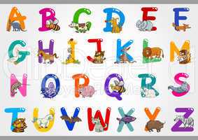 Cartoon Alphabet with Animals Illustrations