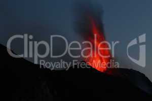 Strombolian eruption volcano Stromboli erupting