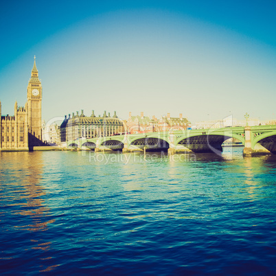 Retro look Westminster Bridge, London