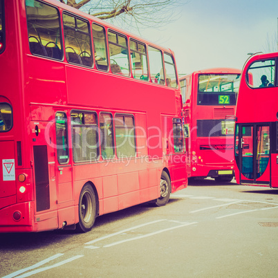 Vintage look Red Bus in London