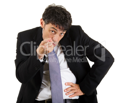 Businessman pointing an accusatory finger
