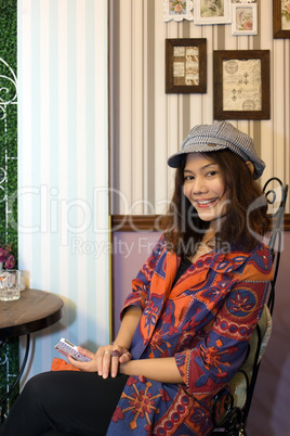 Thai woman in restaurant