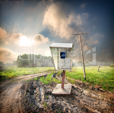 Old payphone in the field