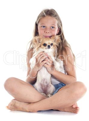 child and chihuahua