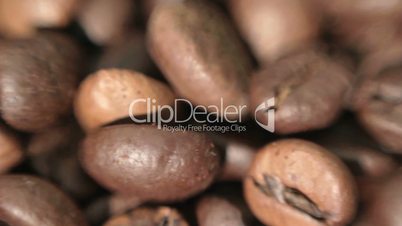 Roasted coffee beans. Soft focus.